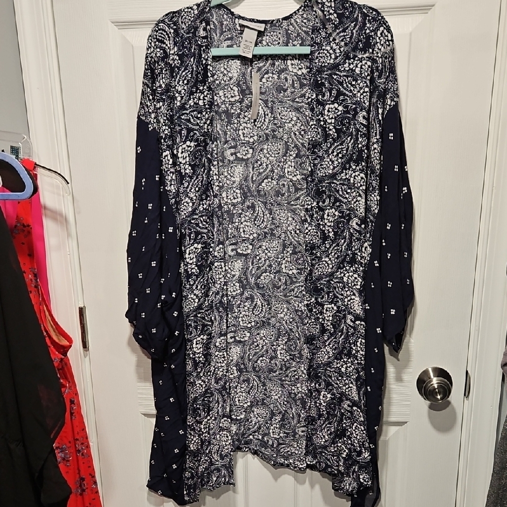Catherines Navy and White Patterned Cardigan